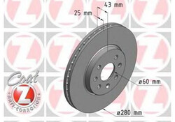 Tarcze hamulcowe przednie Astra H - 280 mm Zimmerman GmbH - 4 śruby